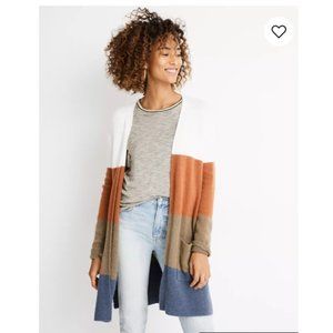 Madewell Kent Striped Cardigan Sweater in Coziest Yarn Size M Heather Chambray